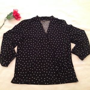 SALE NWT Adrianna Papell Black w/White Dots Blouse
